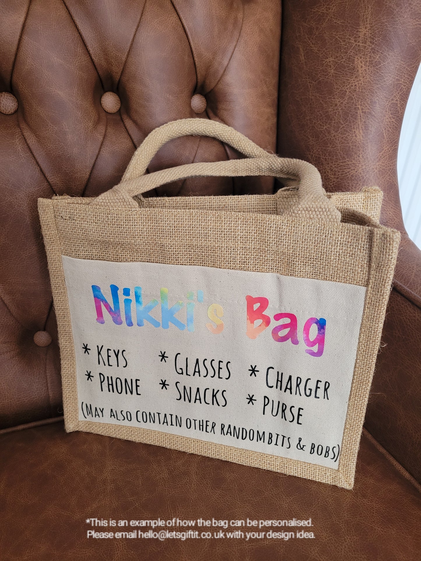 Personalised Small Jute Tote Bag